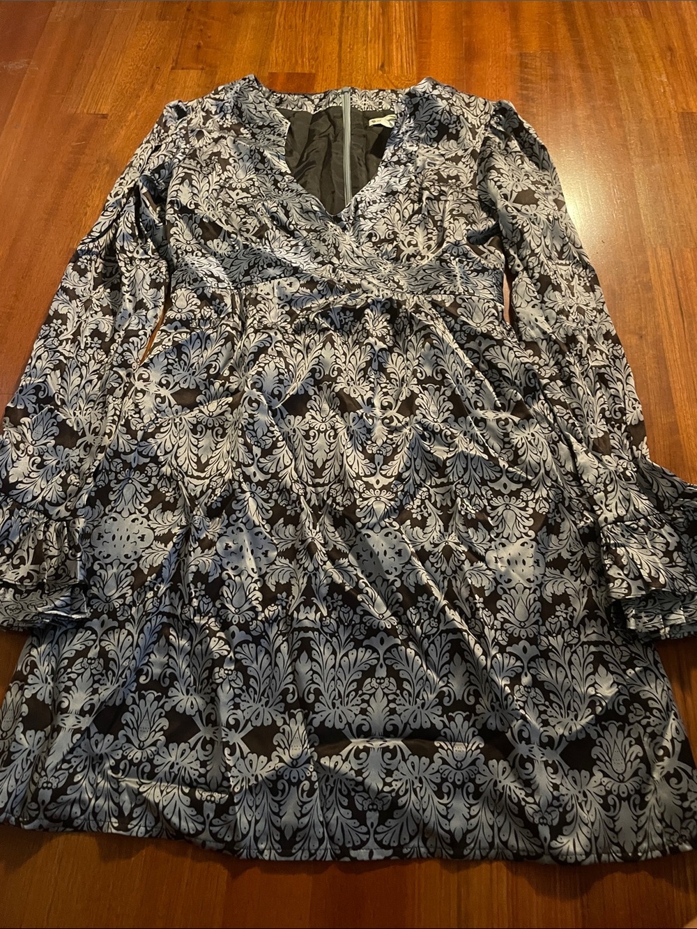 Nanette Lepore Black and White Printed Long-Sleeve Dress